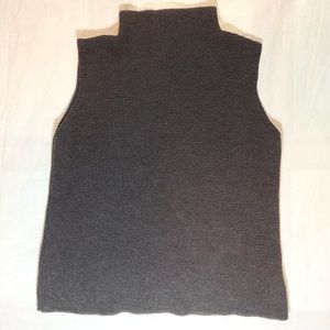 Vintage Eileen Fisher 100% Wool Rib Knit Mock Neck Shell